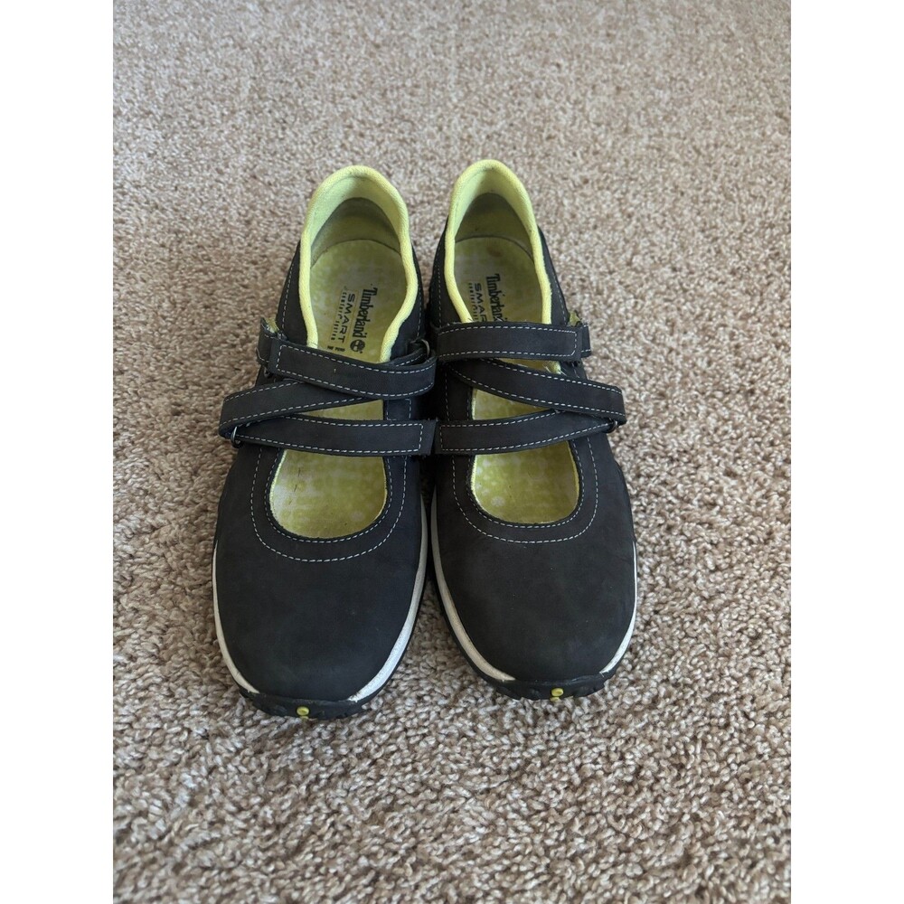 Timberland Hiking Shoes Womens 7 Black Dk Gray Leather Mary Jane Smart Comfort